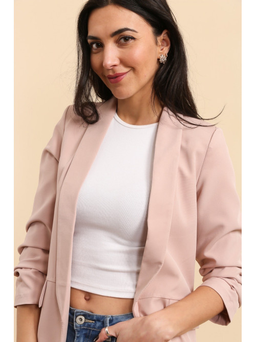Veste tailleur manches longues remontées