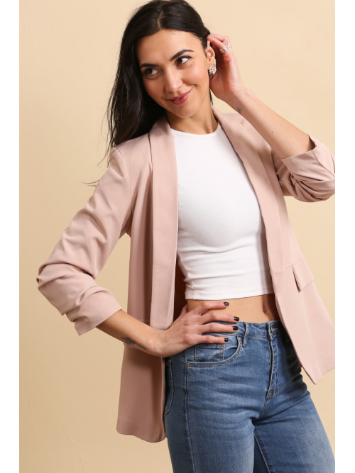Veste tailleur manches longues remontées