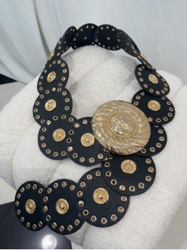 Ceinture à disques en cuir...