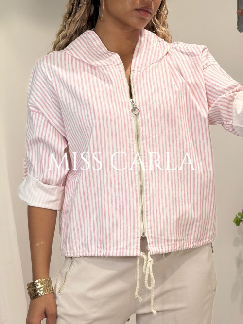 Veste à capuche rayée zippée Carla Giannini