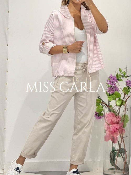 Veste à capuche rayée zippée Carla Giannini