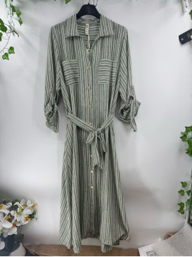 Robe chemise longues rayée...