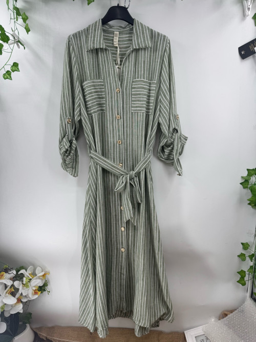 Robe chemise longues rayée ceinturée Emporium