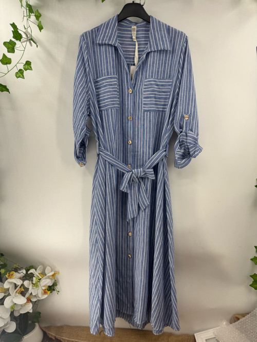Robe chemise longues rayée ceinturée Emporium