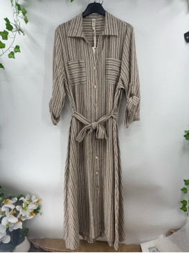 Robe chemise longues rayée...