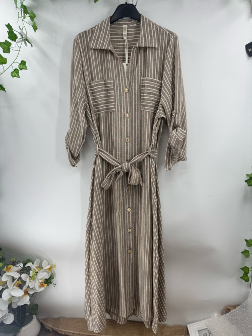Robe chemise longues rayée ceinturée Emporium