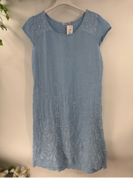 Robe courte droite en lin...