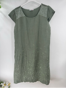 Robe courte droite en lin...