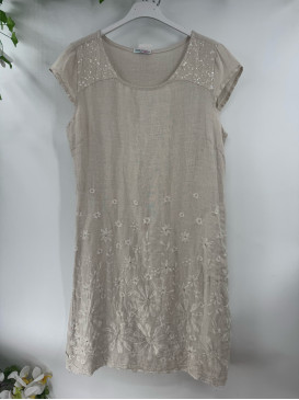 Robe courte droite en lin...