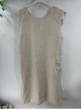 Robe courte droite en lin...
