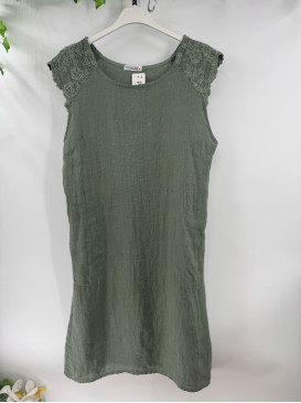 Robe courte droite en lin...