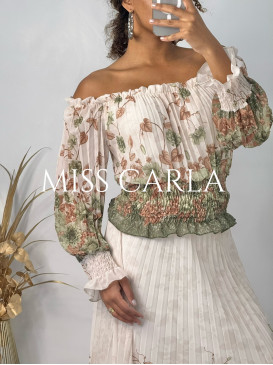 Top cropped imprimé voile...