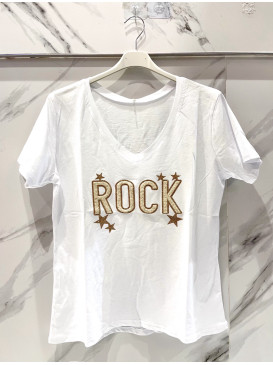 T-shirt motif poitrine Rock...