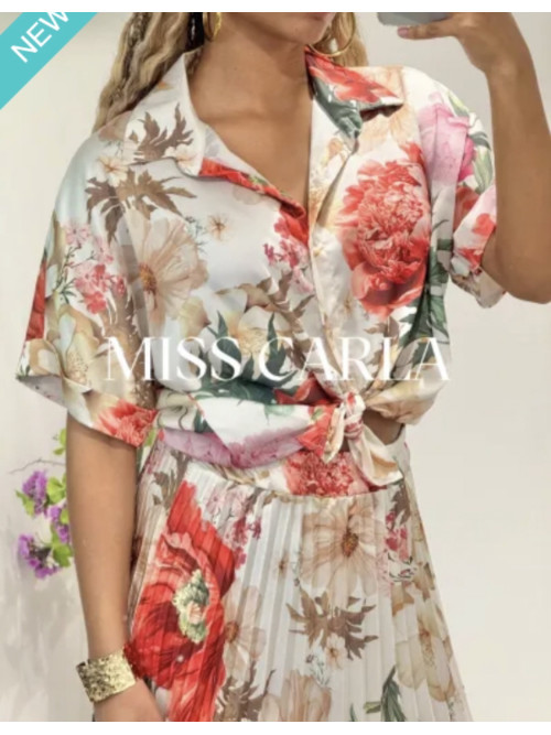 Chemise satinée imprimé fleuri