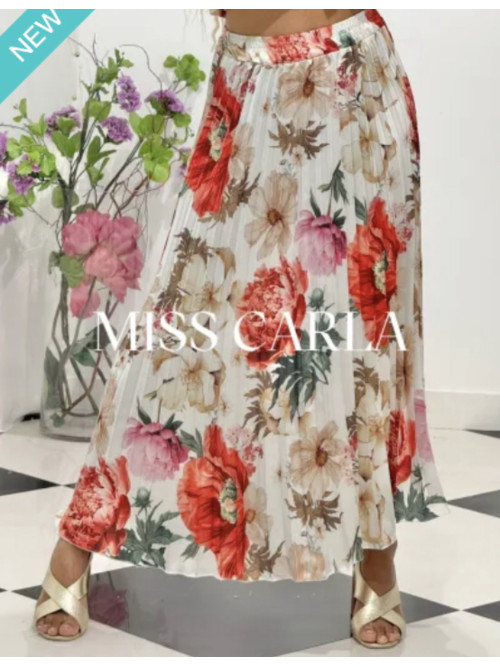 Jupe satinée imprimé fleuri Carla Giannini
