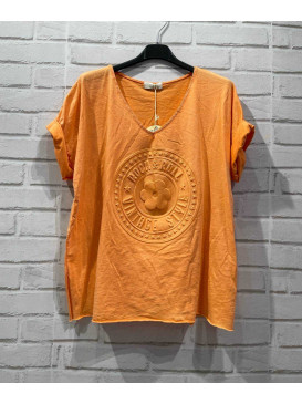T-shirt col V motif cercle...