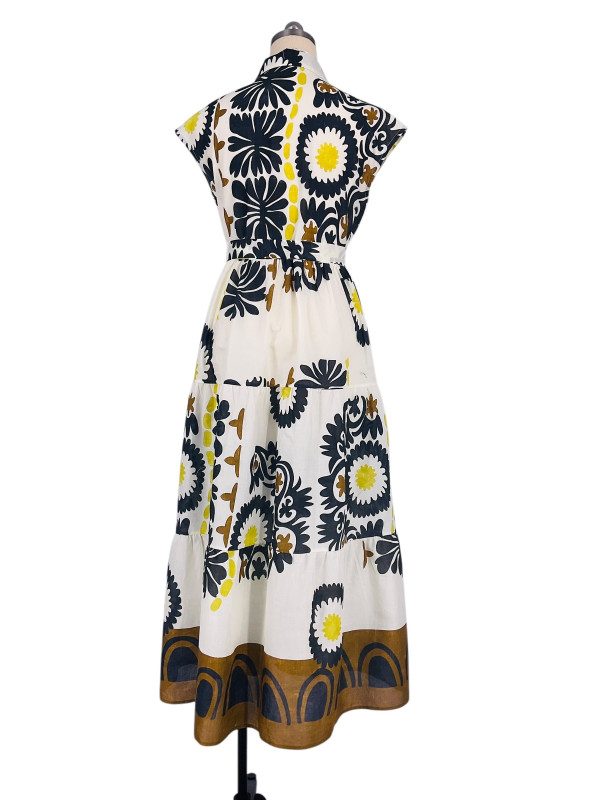 Robe chemisier longue à volants imprimée