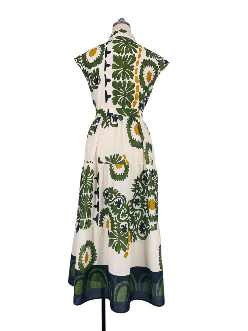 Robe chemisier longue à volants imprimée
