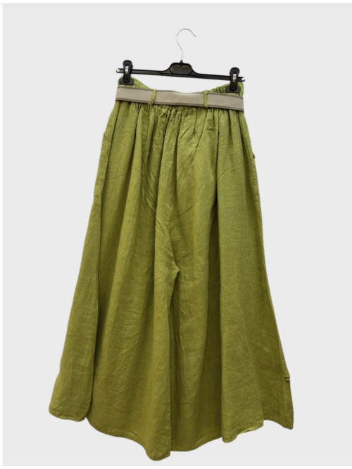 Pantalon large façon jupe-culotte en lin