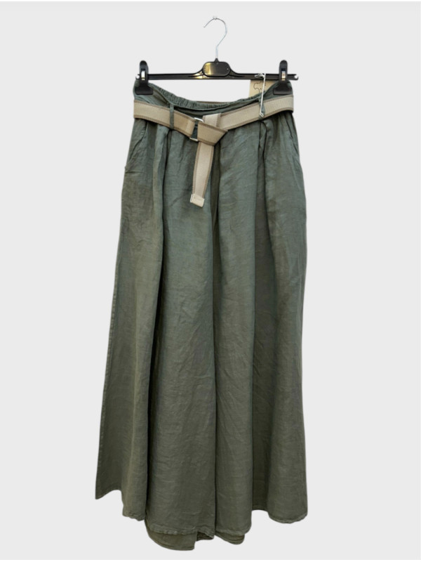 Pantalon large façon jupe-culotte en lin
