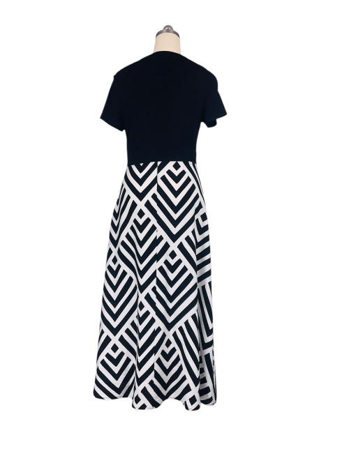 Robe décolleté cache-coeur longue jupe imprimée