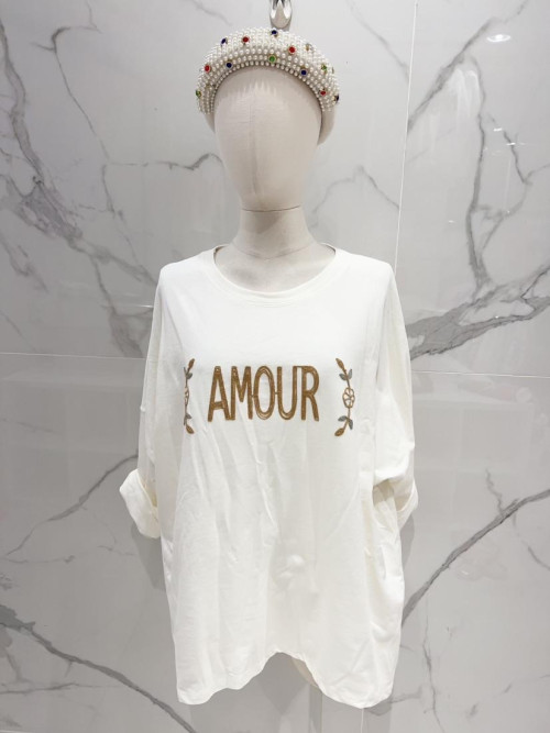 T-shirt oversized col rond Amour brodé