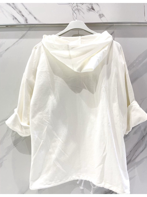 Veste à capuche zippée broderies et sequins devant