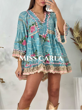Robe courte imprimée avec...