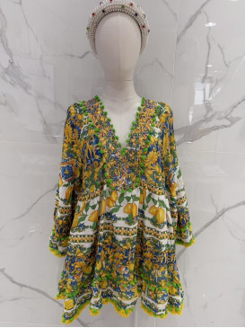Robe courte imprimée avec...