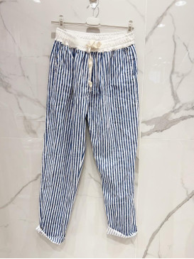 Pantalon en lin et coton...