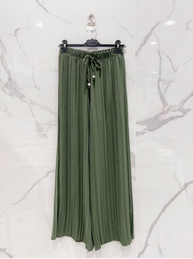 Pantalon plissé large - Kaki