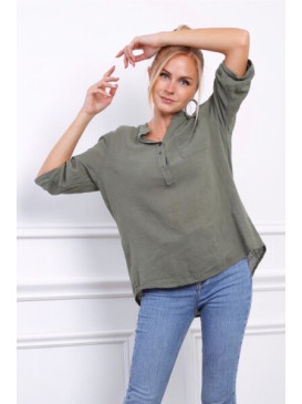 Chemise effet lin col...