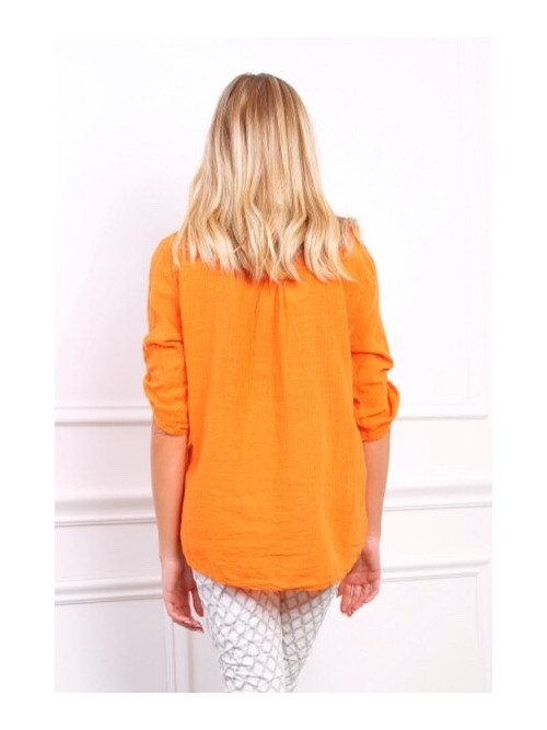 Chemise effet lin col officier manches longues