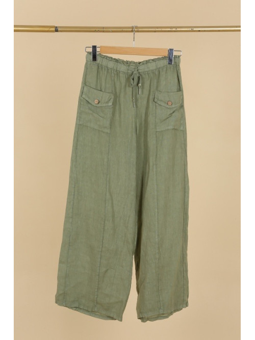 Pantalon en lin large et fluide 2 poches plaquées Naïs