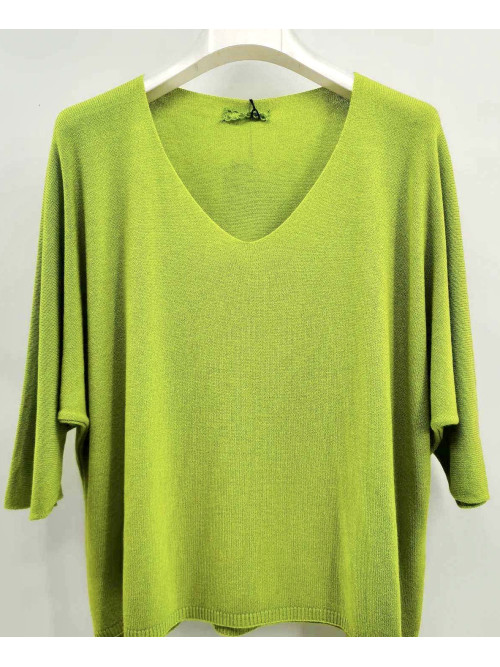 Pull fin col arrondi manches chauve-souris trois-quart