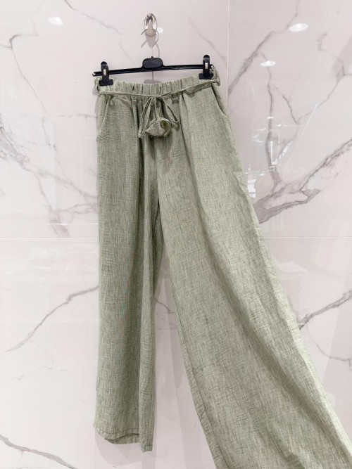 Pantalon large et fluide uni avec lien à nouer