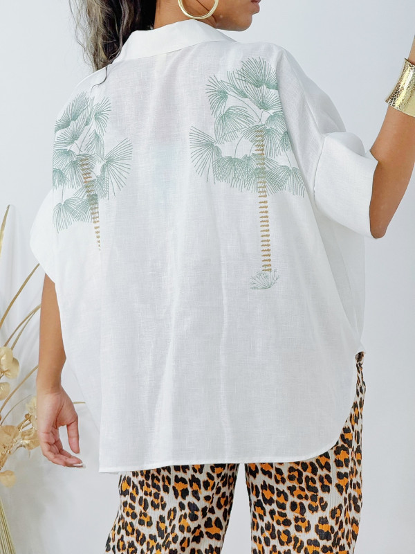 Chemise oversized imprimé palmiers poitrine et dos
