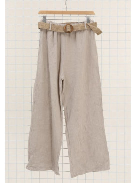 Pantalon large en gaze de...