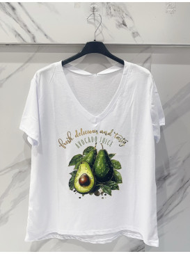 T-shirt  avocat col V - Blanc