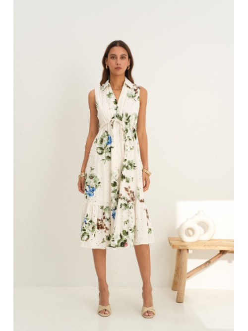 ROBE COL CHEMISE S/M BOUTONS DEVANT FLORAL