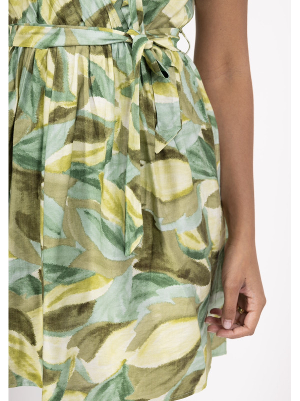 ROBE COURTE CACHE COEUR MANCHES COURTES IMPRIMEE