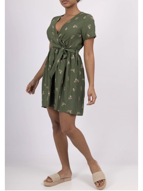 ROBE COURTE CACHE COEUR MANCHE COURTE BRODERIES