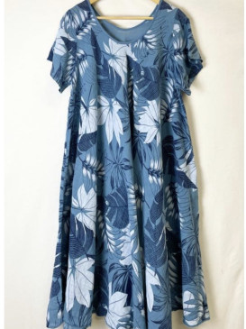 ROBE COL ROND AMPLE IMPRIME...