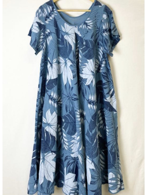 ROBE COL ROND AMPLE IMPRIME JUNGLE