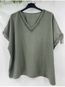 TOP OVERSIZED COL V MANCHE...