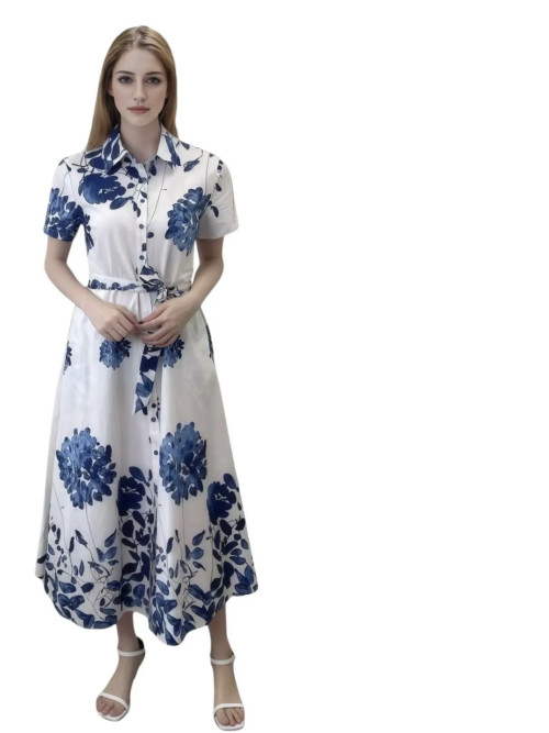 Robe chemisier longue boutonnée imprimé floral