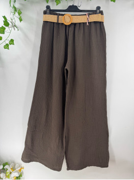 Pantalon large en gaze de...