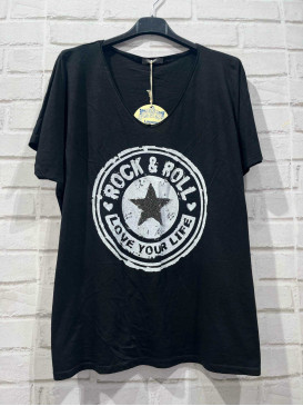 T-shirt couleur col V...