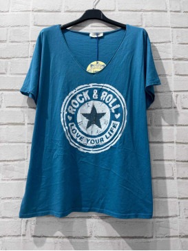 T-shirt couleur col V...
