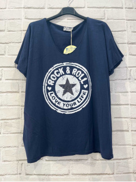 T-shirt couleur col V...